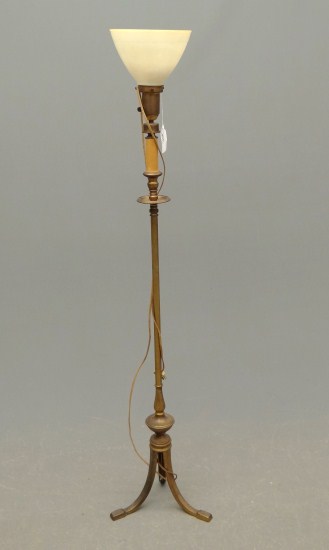Brass tri-leg floor lamp. 55'' Ht.