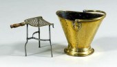 Brass trivet, coal hod: brass