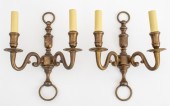BRASS TWO-ARM WALL SCONCES, PA
