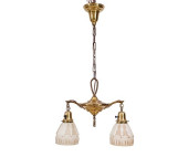 BRASS TWO-LIGHT CHANDELIER<br>