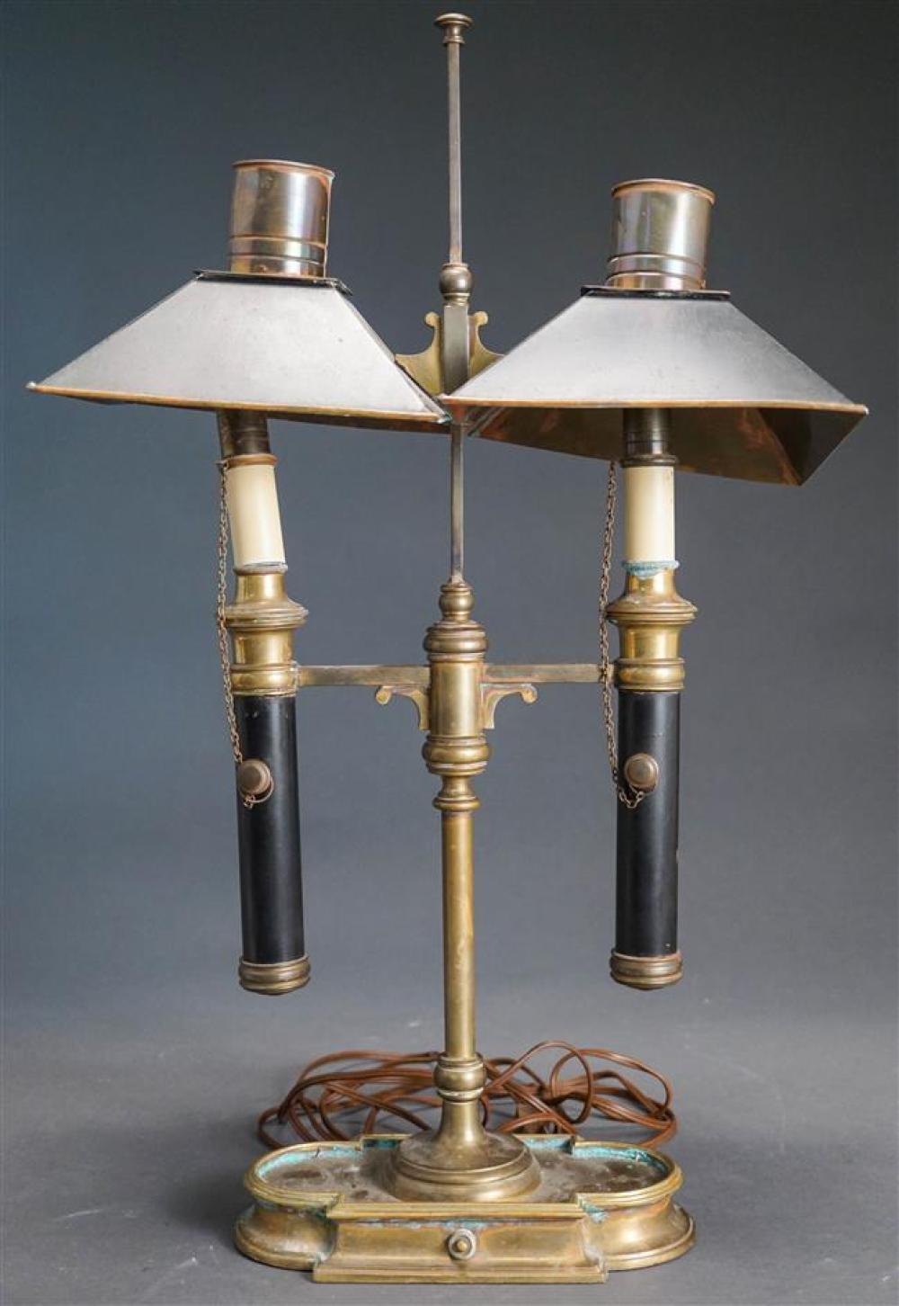 BRASS TWO-LIGHT DESK LAMPBrass