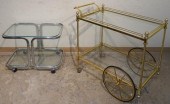 BRASS TWO-TIER TEA CART AND CO