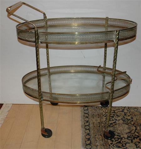 Brass Two-Tier Tea Cart 	 