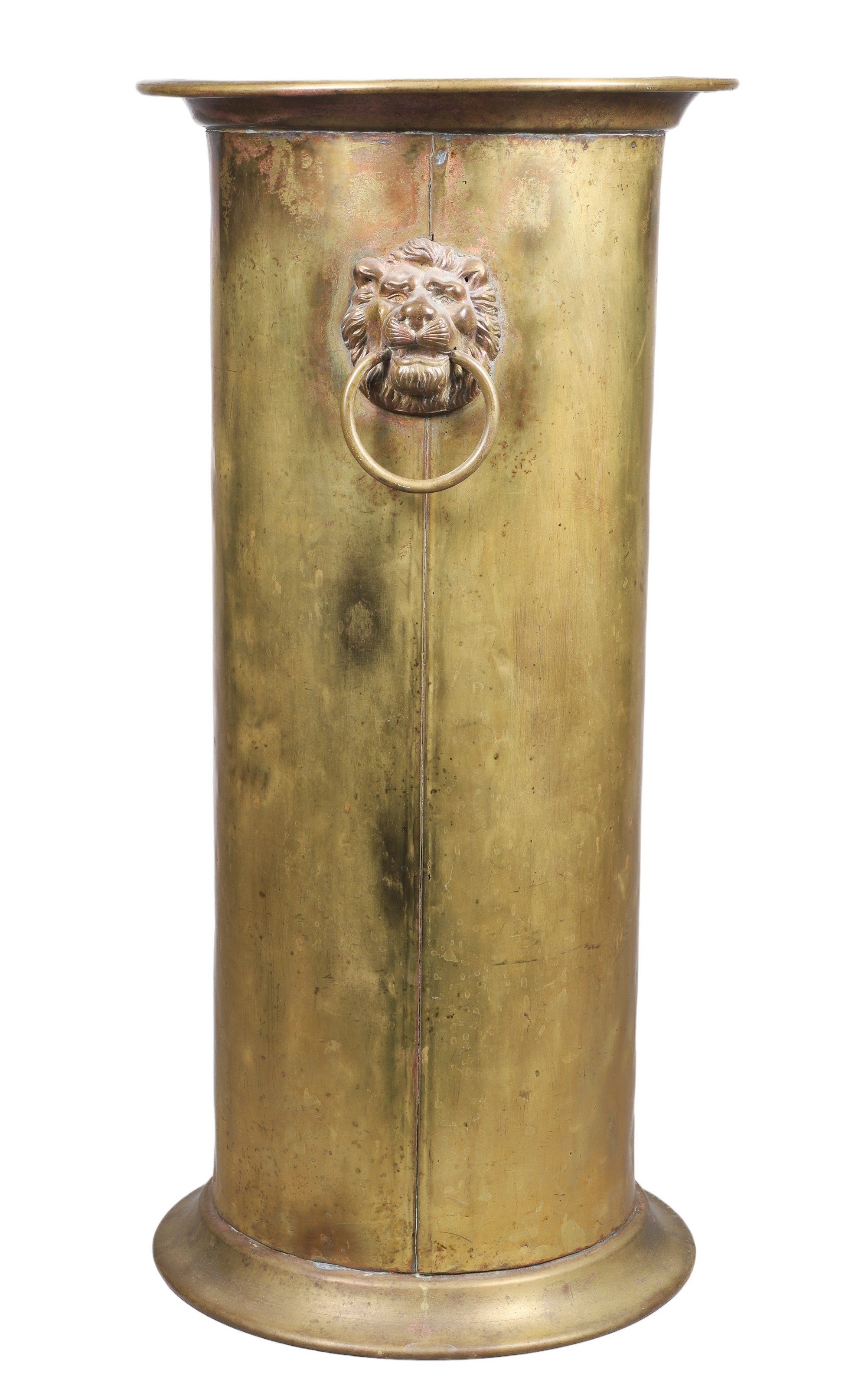 Brass umbrella stand, lion head