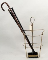 BRASS UMBRELLA STAND & THREE C
