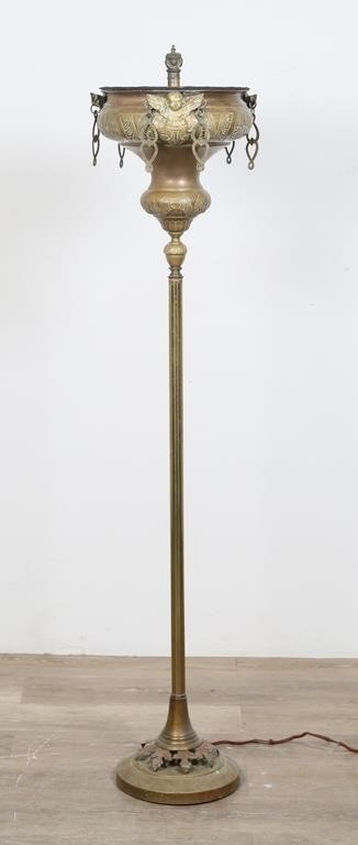 BRASS URN FORM FLOOR LAMPBrass