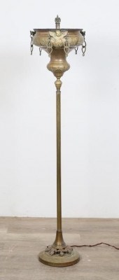 BRASS URN FORM FLOOR LAMPBrass