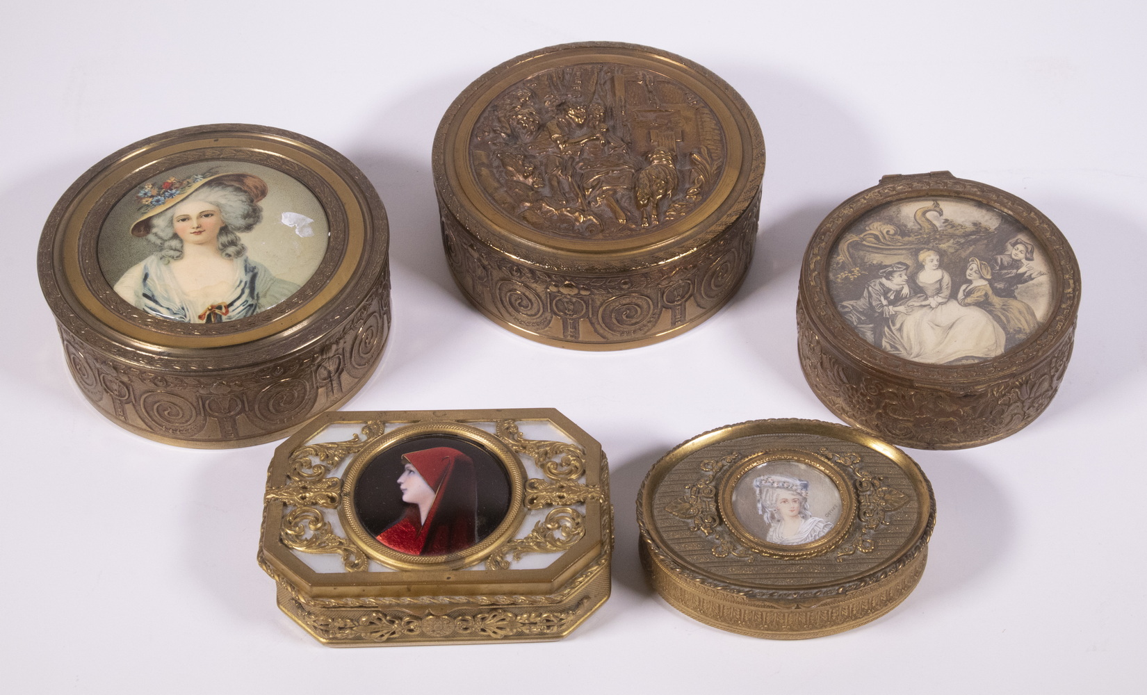 BRASS VANITY BOXES Group of (5)