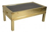 BRASS VITRINE COFFEE TABLE, HA