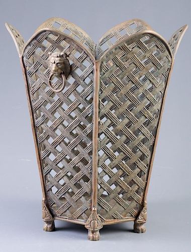 BRASS WASTEBASKET LATTICE WORK