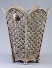 BRASS WASTEBASKET LATTICE WORK