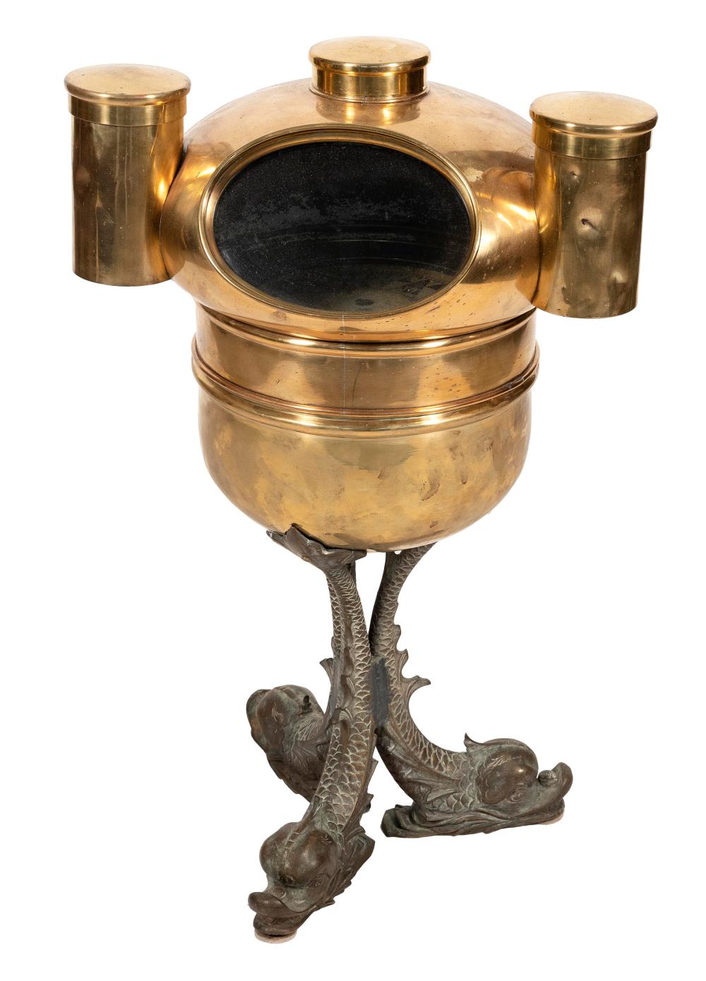 BRASS YACHT BINNACLE AND COMPASS