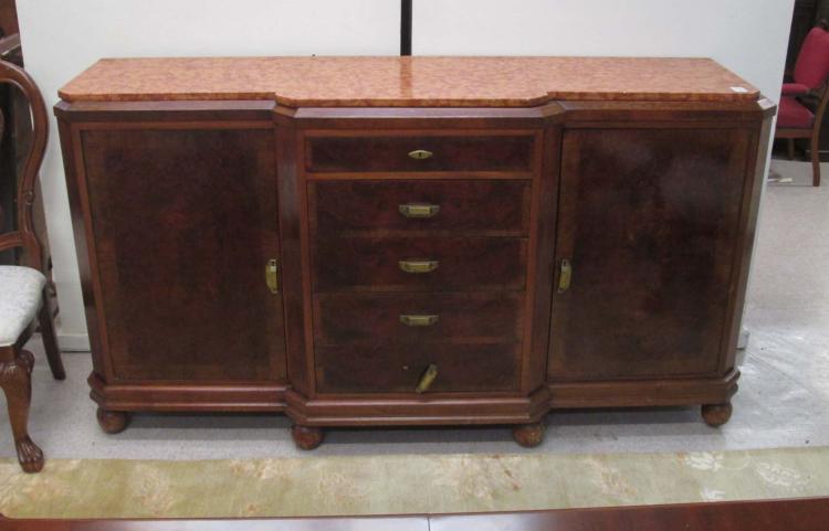 BREAKFRONT MARBLE-TOP BUFFET,