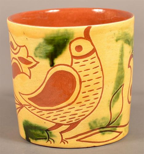 BREININGER REDWARE BIRD AND TULIP