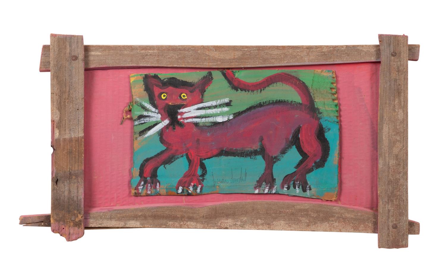 BRIAN DOWDALL 'PINK CAT' ACRYLIC ON