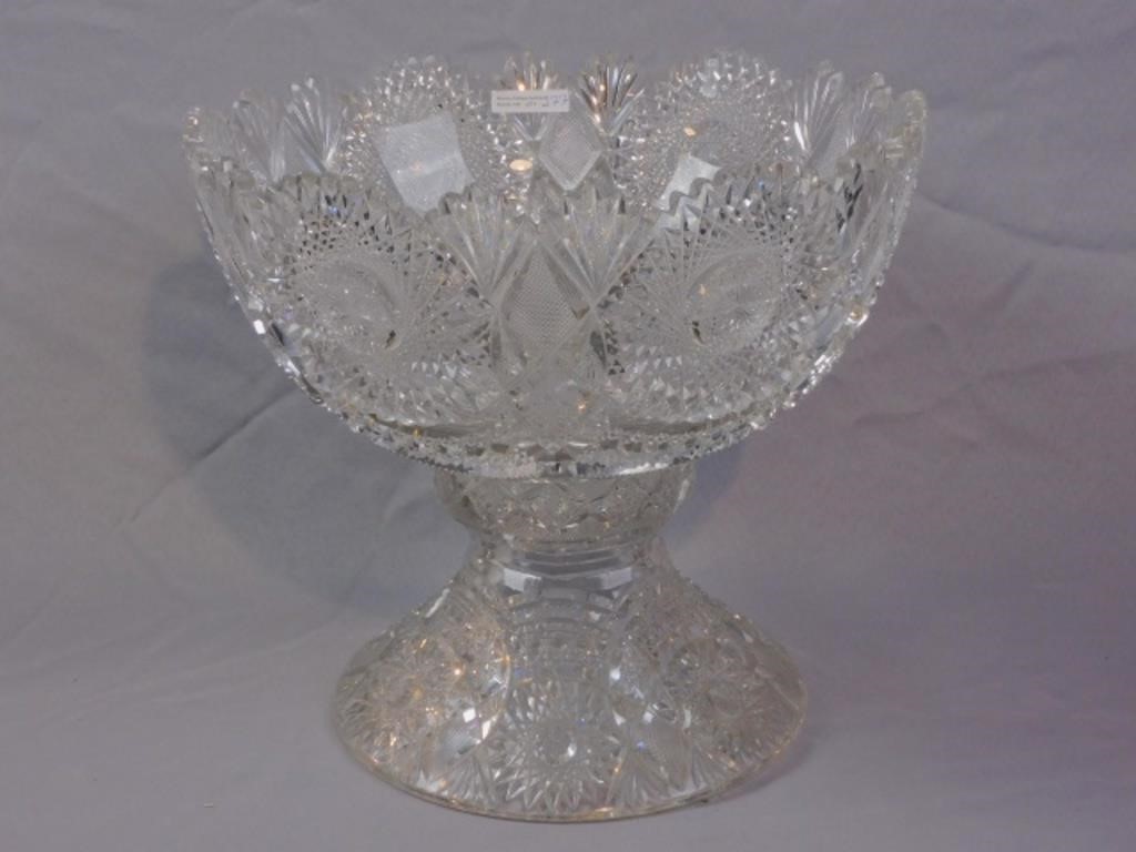 BRILLIANT CUT GLASS PUNCH BOWL,