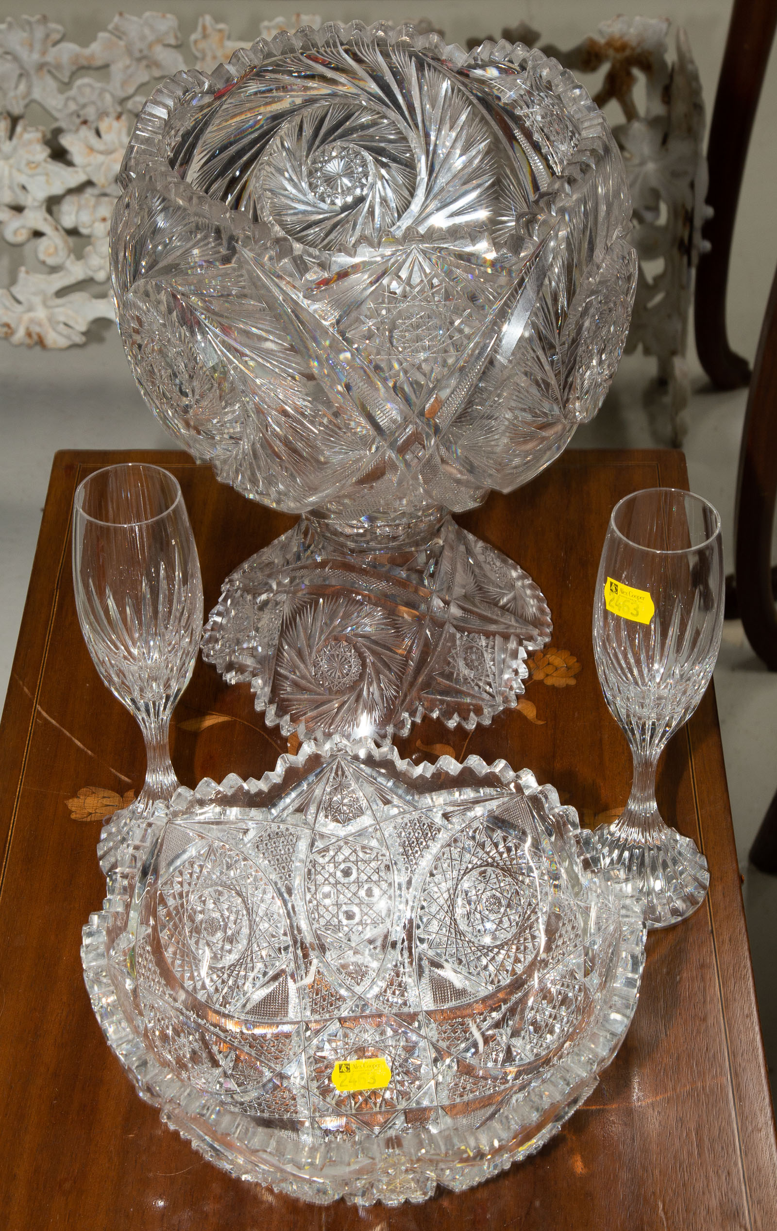 BRILLIANT STAR CUT GLASS PUNCH BOWL