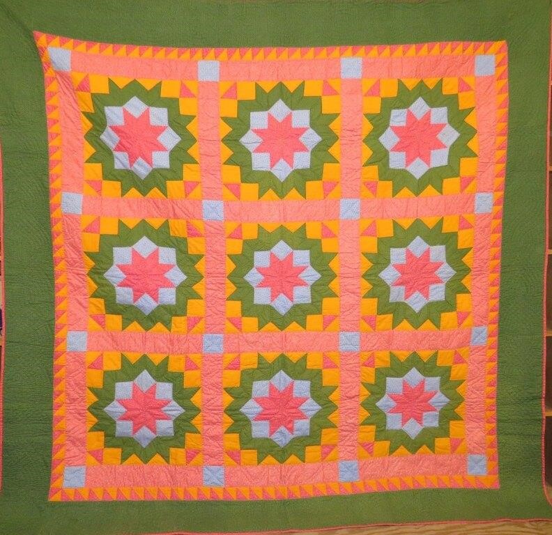 "BRILLIANT STAR" PATCHWORK QUILTca.