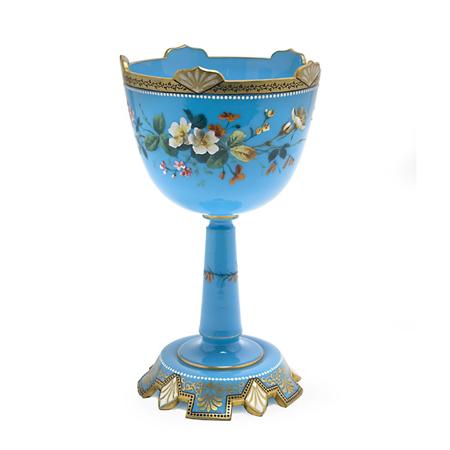Bristol Enameled Blue Glass