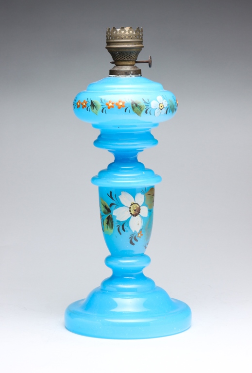 BRISTOL GLASS OIL LAMP. England,