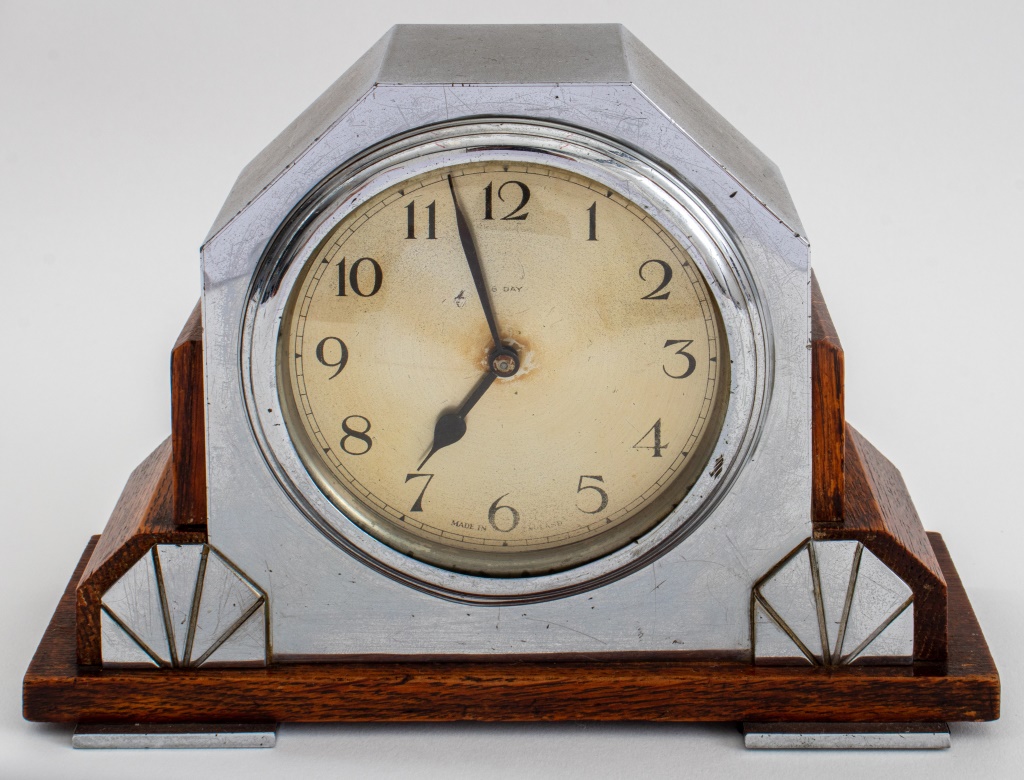 BRITISH ART DECO OAK AND CHROME