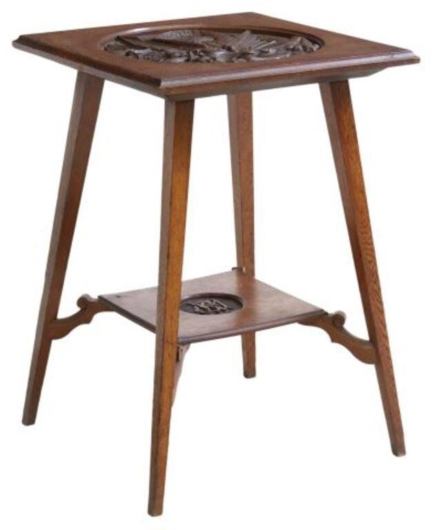 BRITISH ARTS & CRAFTS CARVED OAK
