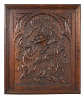 BRITISH CARVED OAK PANEL19th c