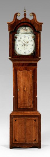 British inlaid tall case clock