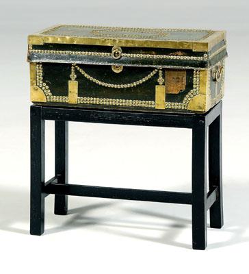 British leather trunk, brass