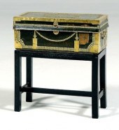 British leather trunk, brass m