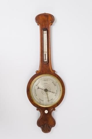 BRITISH MAHOGANY ANEROID WHEEL