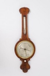 BRITISH MAHOGANY ANEROID WHEEL