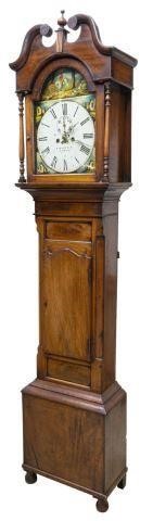 BRITISH MAHOGANY TALL CASE CLOCK,