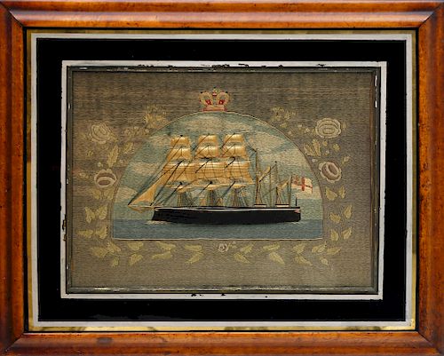 BRITISH SAILOR'S WOOLWORK OF AN