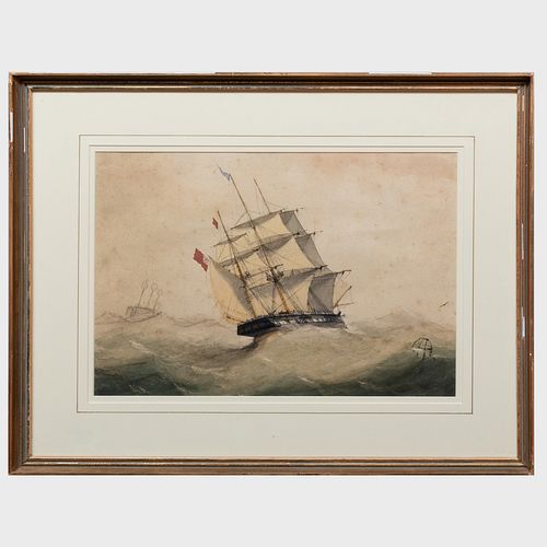 BRITISH SCHOOL: A SHIP BEATING UP