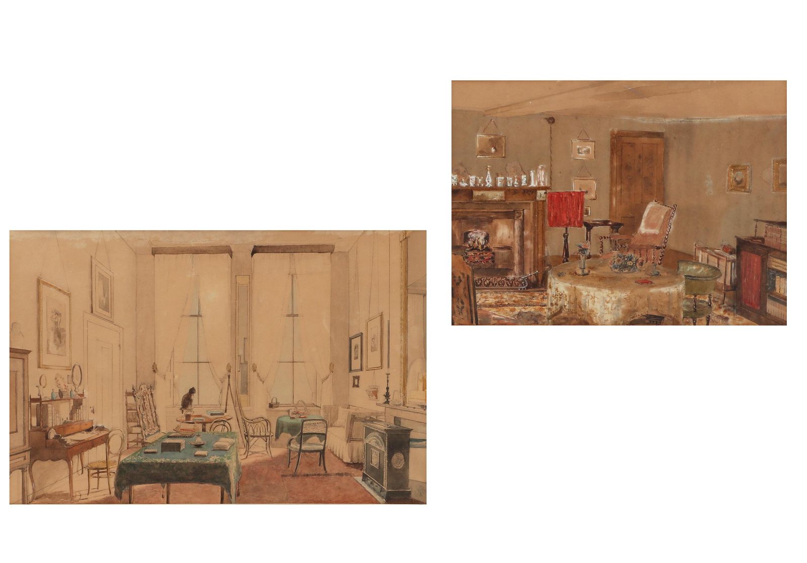 BRITISH SCHOOL, TWO WATERCOLORS