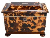 BRITISH TORTOISESHELL TEA CADD