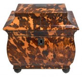BRITISH TORTOISESHELL TEA CADD