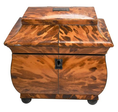 BRITISH TORTOISESHELL TEA CADDY19th