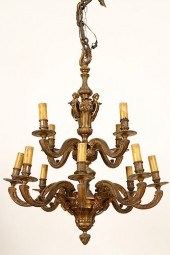 BRONZE 12 ARM BAROQUE STYLE CH