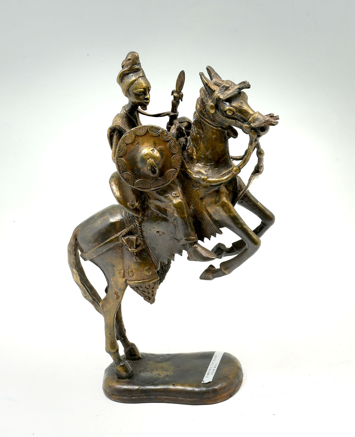 BRONZE AFRICAN WARRIOR ON HORSE