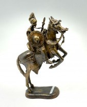BRONZE AFRICAN WARRIOR ON HORS