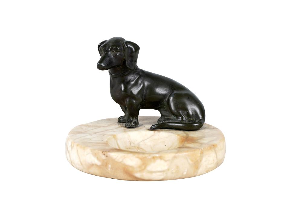 BRONZE & ALABASTER DOG-MOTIF