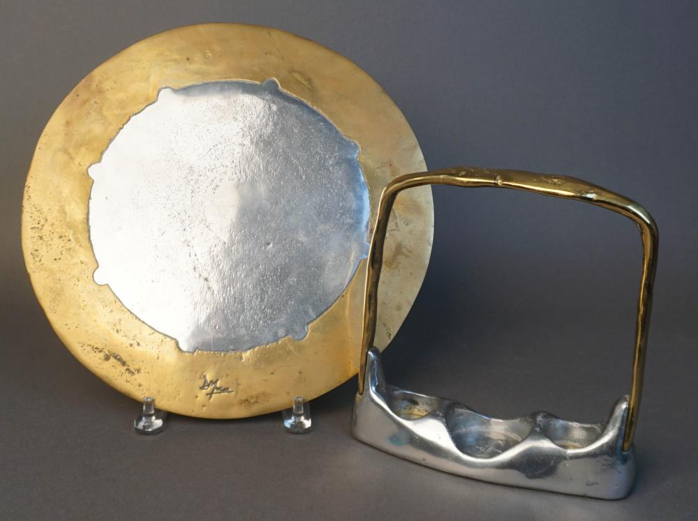 BRONZE AND ALUMINUM TRIVET AND
