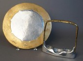 BRONZE AND ALUMINUM TRIVET AND