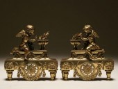 Bronze and brass chenet; dore