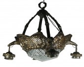 BRONZE AND CRYSTAL CHANDELIER