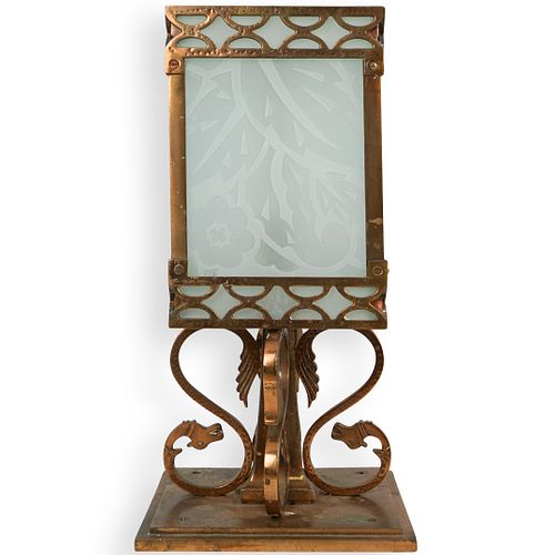 BRONZE AND ETCHED GLASS TABLE