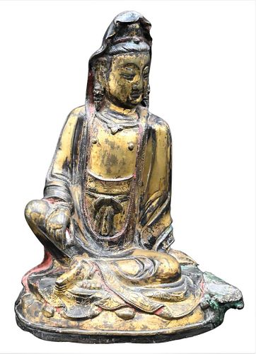 BRONZE AND GILT BRONZE BUDDHA