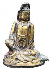 BRONZE AND GILT BRONZE BUDDHA